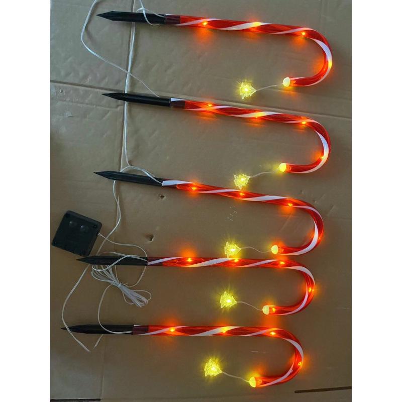 Cross-Border Solar Candy Cane String Lights: Festive Ground Plug Lights for Christmas Lawn and Courtyard Décor