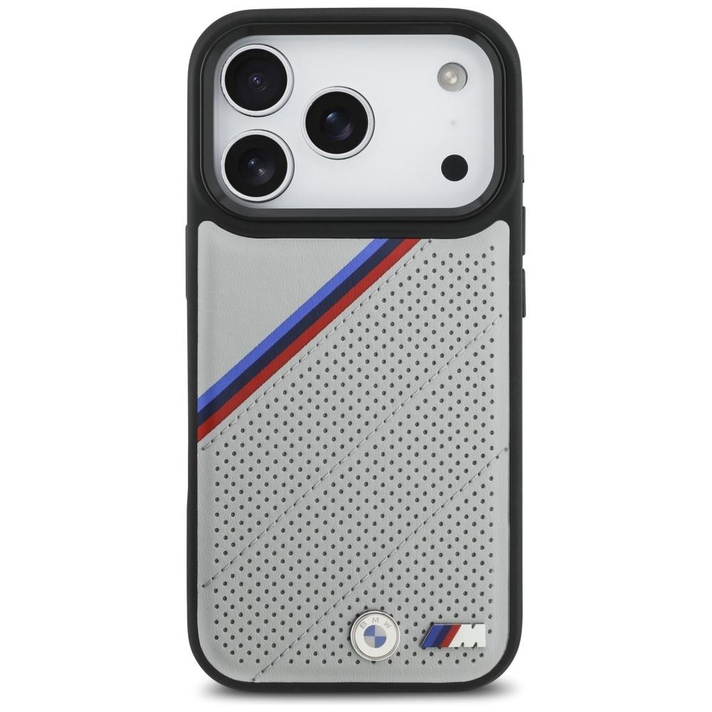 BMW M Dreifarbiges Metall-Logo MagSafe Hülle für iPhone 17 Pro Grau