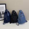 Versatile Women's Washed Denim Trendy Crossbody and Shoulder Chest Bag