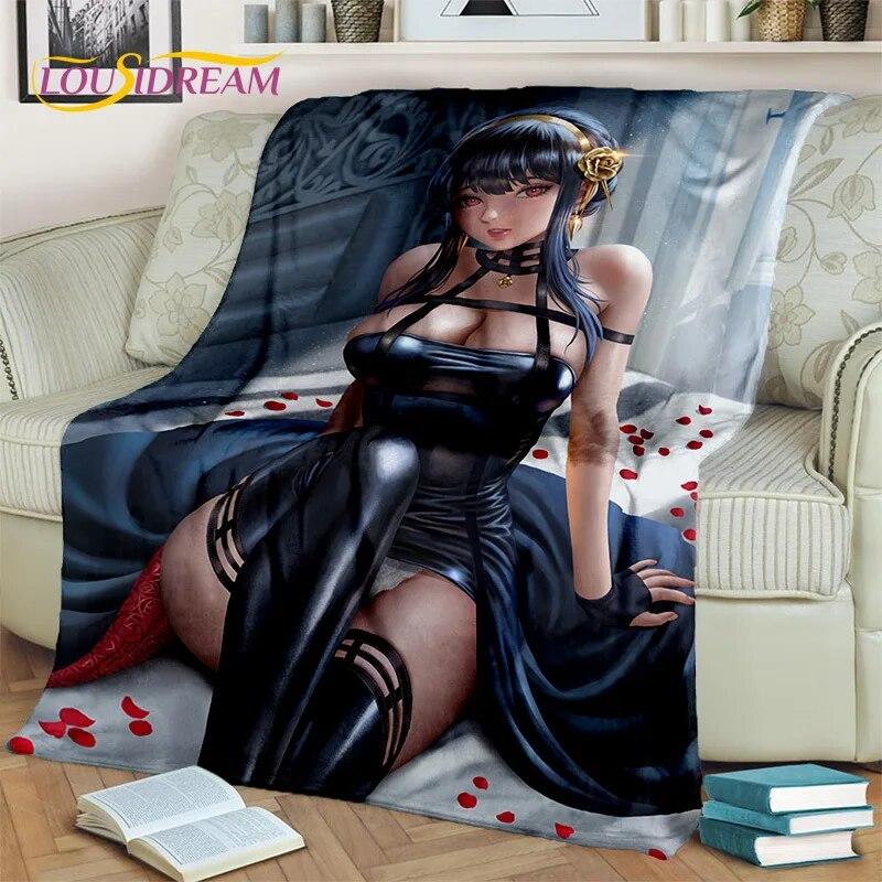 Anime-Spielfigur, sexy Spitze, Mädchen, niedliche Cartoon-Decke, weiche Überwurfdecke für Zuhause, Schlafzimmer, Bett, Sofa, Picknick, Decke, Kinder
