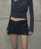 VOONT Fold Waist V-Line Mini Skirt (Black)