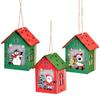 Wooden House Multicolor Christmas Tree Hanging Ornaments for Festival Indoor