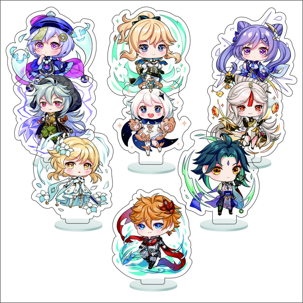 9Pcs/Set Acrylic Stand Model Wendi Tartaglia Hu Tao Yae Miko Raiden Shogun Figure Decoration Action Plate Toys