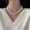 Natural Freshwater Pearl Necklace Multilayer Beaded Choker Necklace Collarbone Chain Elegant Jewelry Gift for Women Girl