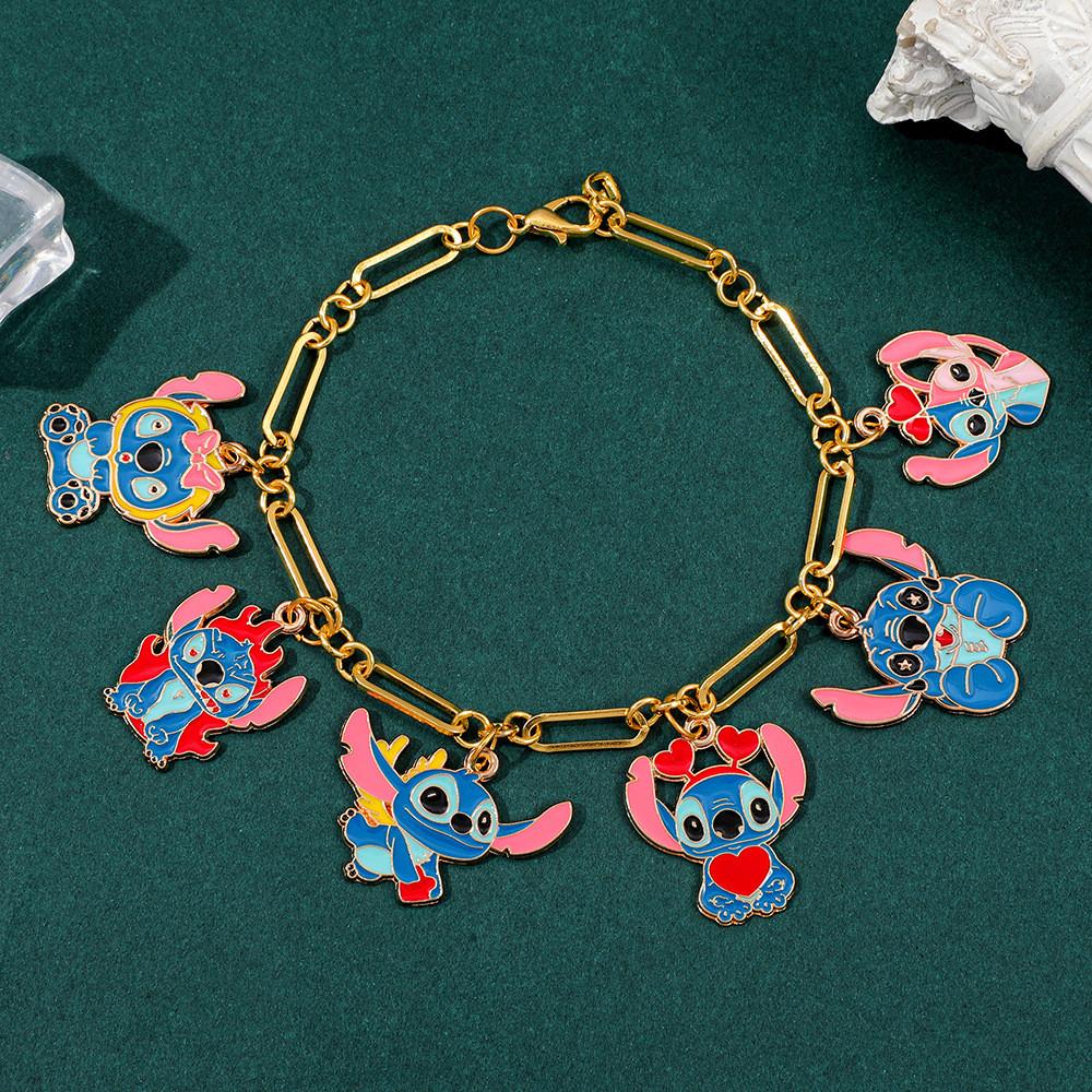Stitch Cartoon Charm Bracelet For Girls With Zinc Alloy Finish Perfect For Friendship Gift