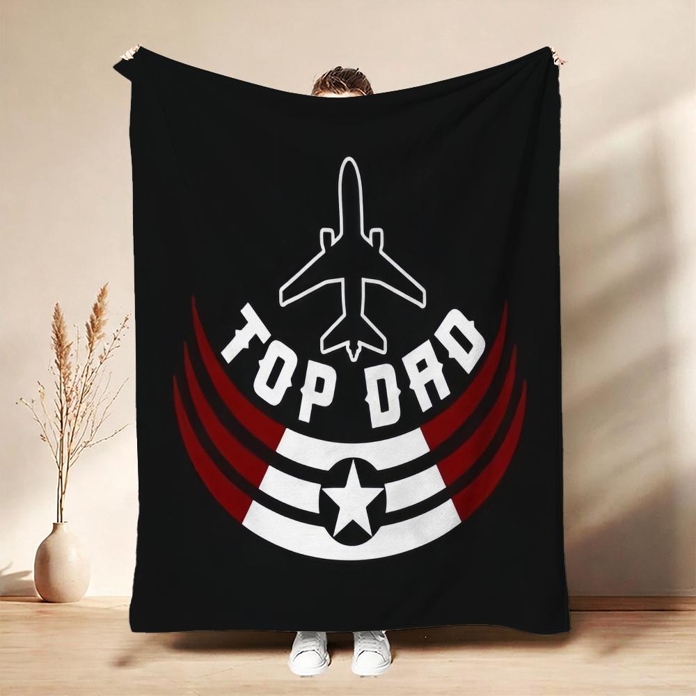 Top Gun Style Fighter Jet Pilot Poster Pattern Theme Flannel Blanket Skinfriendly Warm Throw Blanket For Living Room Office Nap Home Party Decor