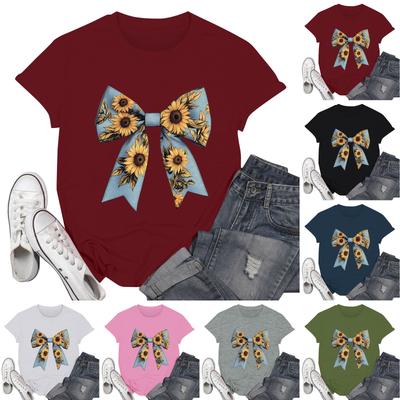 Women's Round Neck  Printed Short-sleeved T-shirt Top