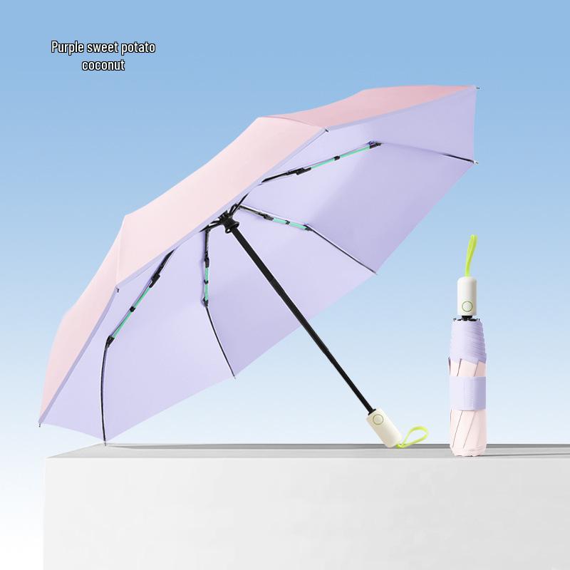 

Стильный автоматический складной зонт от солнца и дождя с защитой от УФ-лучей Triple Fold 21 Inch, 8 Ribs, Dual Spine