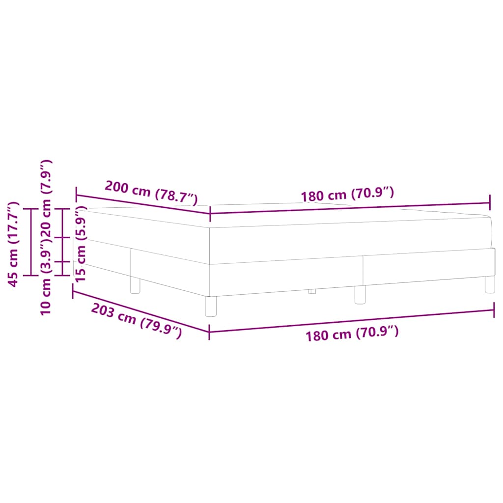 Bed Frame with Mattress Pure White 180 x 200 cm Fabric