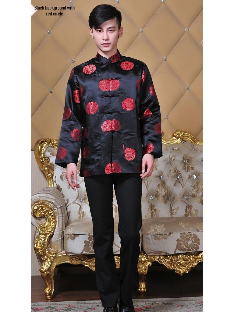 Chinese Tang Suit Red Top: Women's Ethnic Festive Long Sleeve for Spring, Autumn, Winter