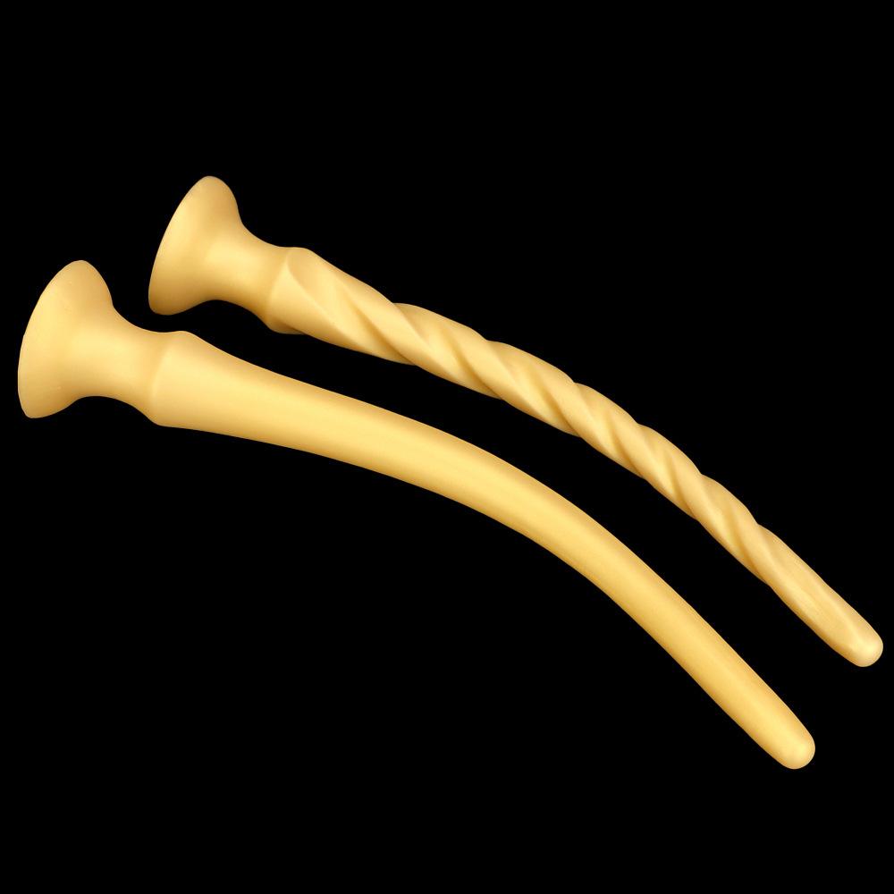 Golden Silicone Soft Extra Long Anal Plug Anal Expansion Masturbator Adult Sex Toy Fisting Plug Tail Slave BDSM