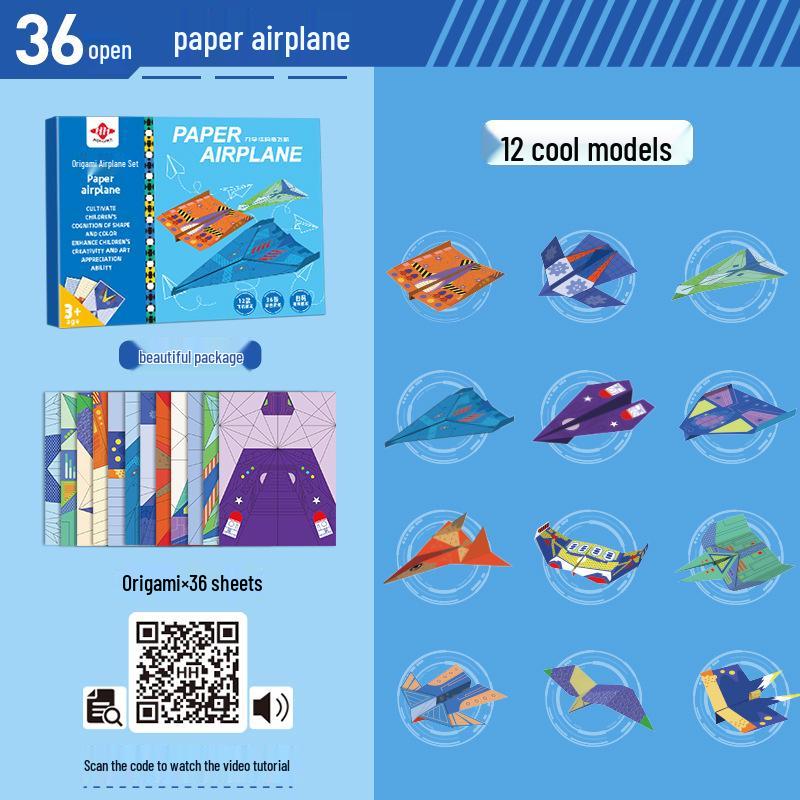 3D Colorful Origami Paper Airplane Kit: DIY Tutorial for Kids