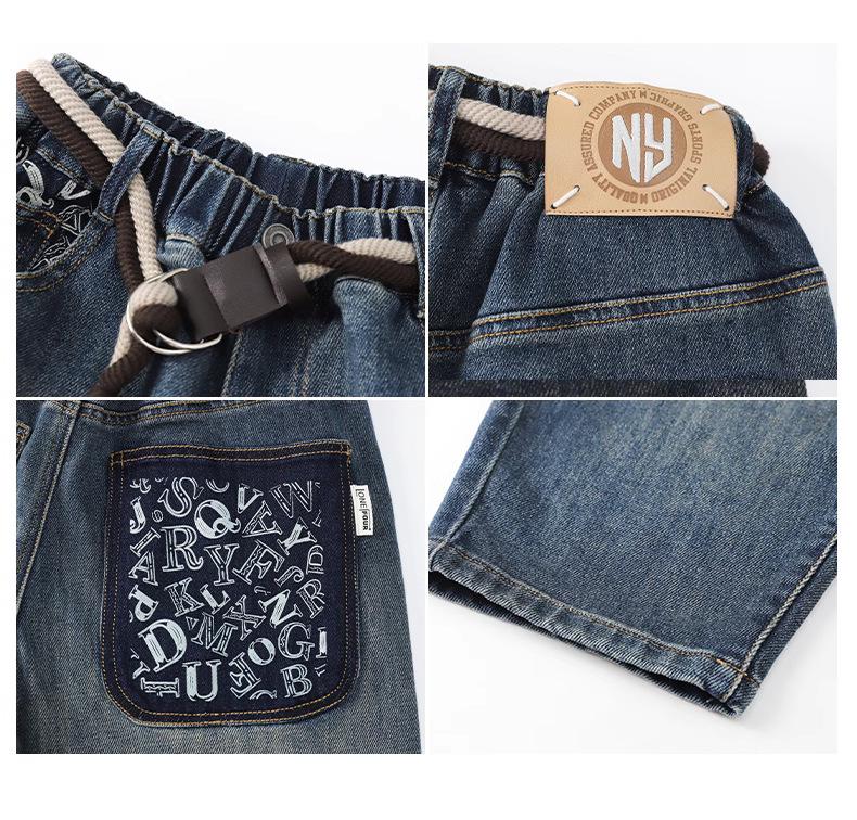 2025 Jungen Samtgefütterte Straight-Leg Jeans: Trendige Teenager-Freizeit-Herbsthosen