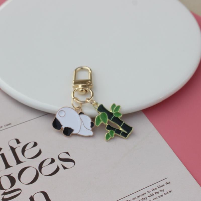 Cute Panda Keychain Metal Cartoon Style Bag Pendant for Collectible Souvenir