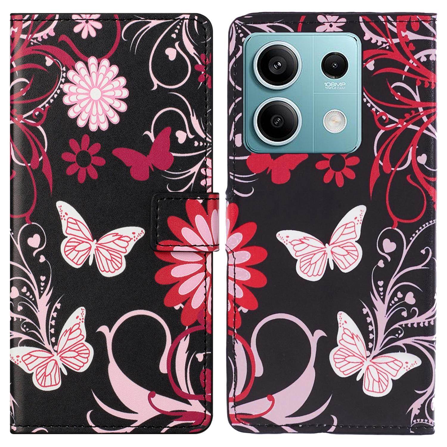 

For Xiaomi Redmi Note 13 5G Phone Case Leather Pattern Printing Wallet Flip Cover N