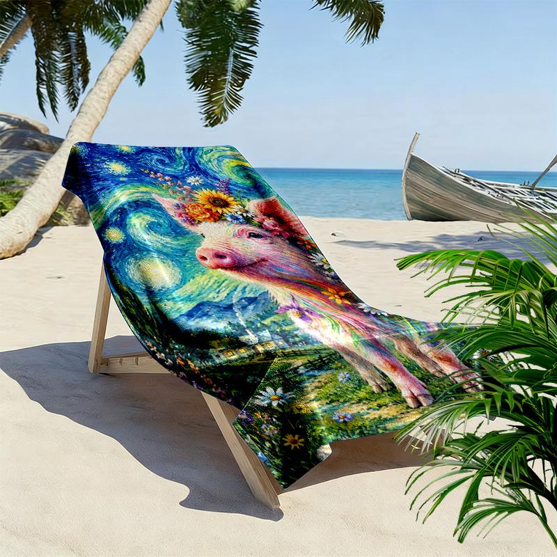 Animal Painting Print Beach Towel, Large Soft Quick Dry Towel for Beach Camping Swimming