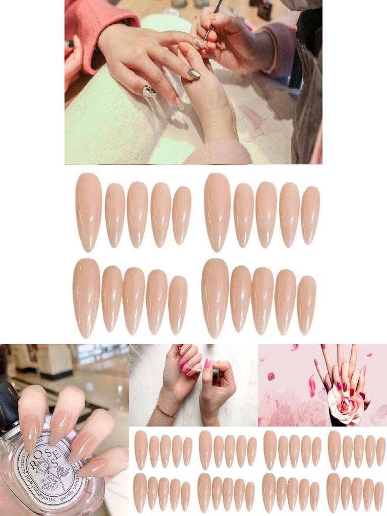 Chinese National Brand Almond-shaped Nail Stickers Pure Color Ice Transparent Design