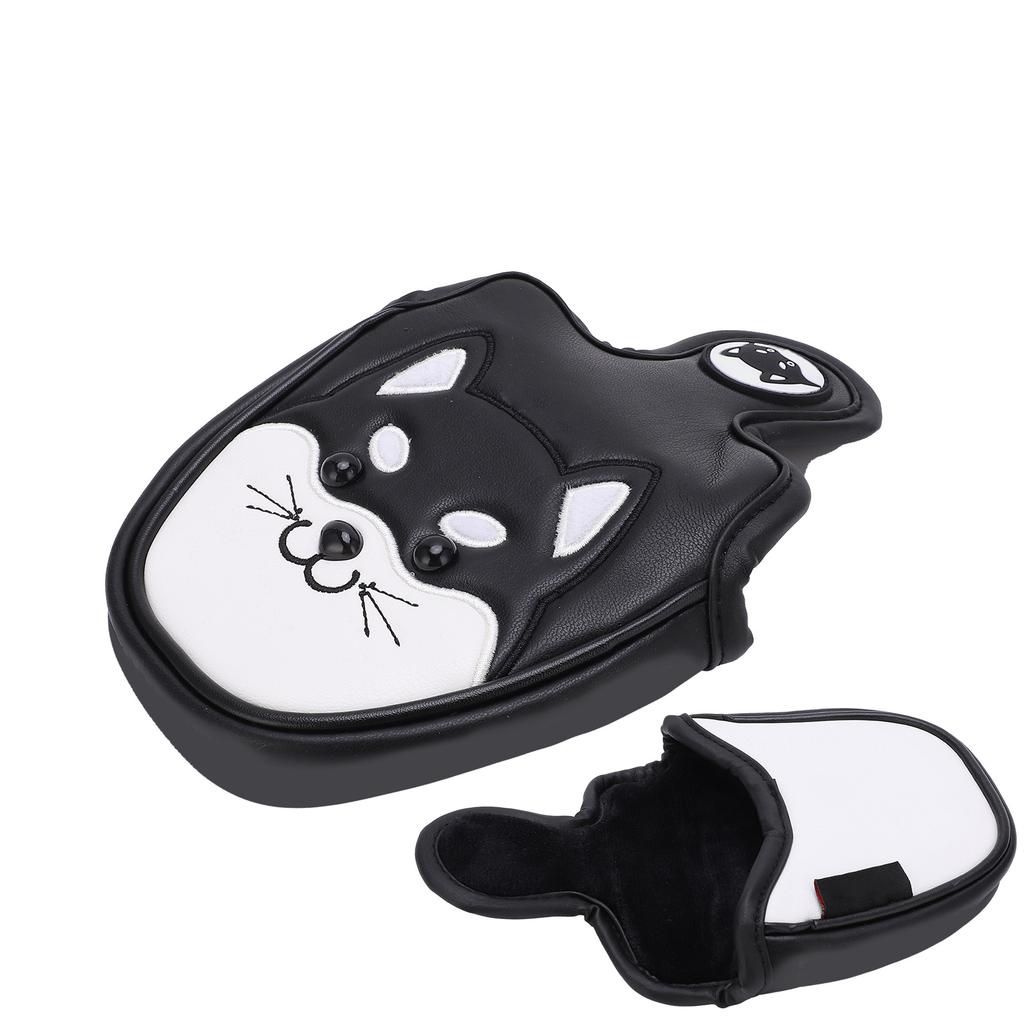 PU Leather   Putter Head Covers with Magnetic Closure Waterproof Cartoon Thicken Plush     Headcover(Yellow White )