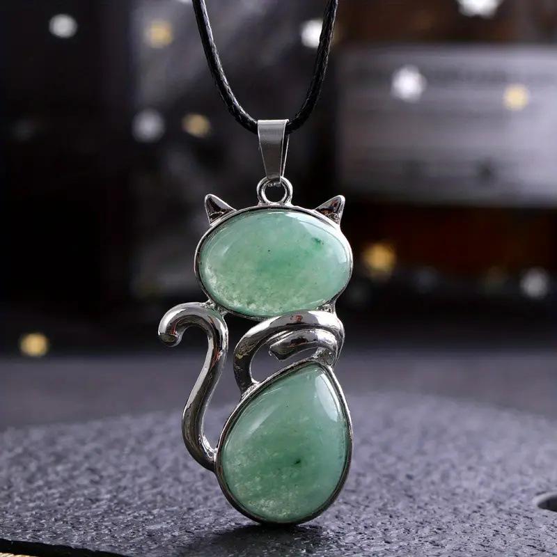 Natural Crystal Pendant, Cat Shaped, Inlaid with Amethyst, Pendant Necklace, Jewelry, Accessories, Etc