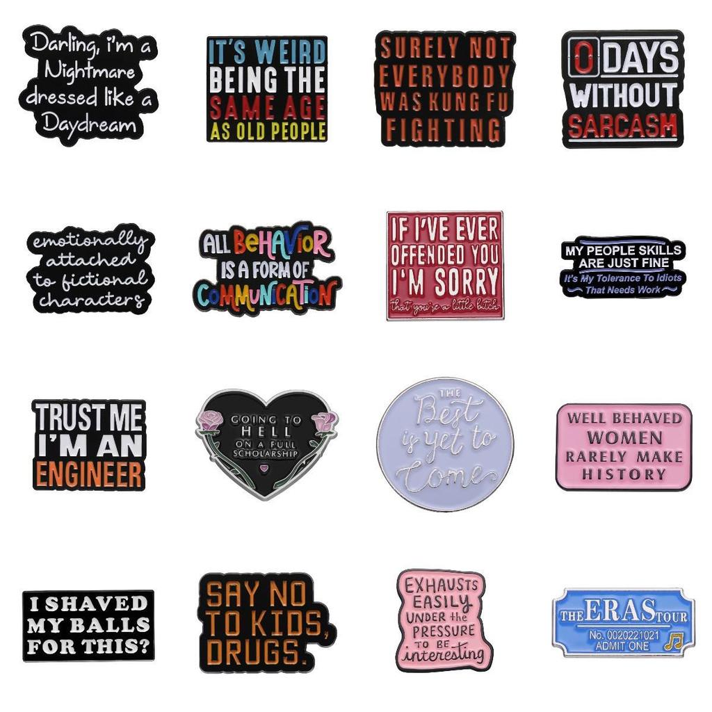 Creative Alphabet Series: Fun Cartoon Style Enamel Metal Badges