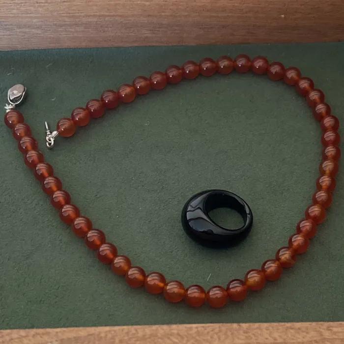 _ Carnelian necklace / Carnelian Necklace LISSE (6.8mm)