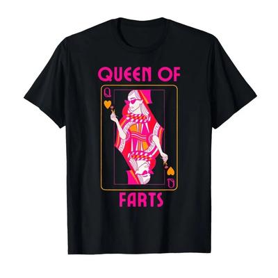 Humor Tshirt Queen of Farts Embarrassing Joke Print Tops Cotton T Shirts Casual Loose Short Sleeve Y2k Fashion Tops Unisex