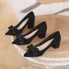 Commuter High Heels Women's New Black Elegant Pointed Head Shallow Mouth Temperament Soft Sole Thick Heel Shoes Ins