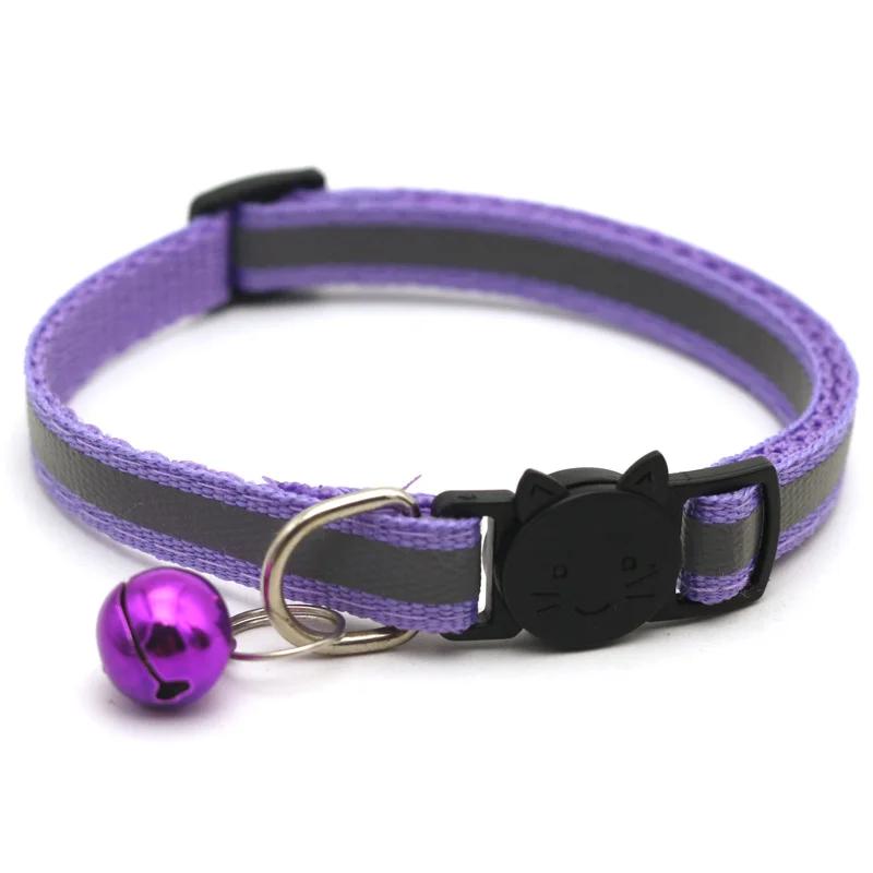 Safety Breakaway Cat Dog Collar Neck Strap Reflective Nylon Kitten Puppy Pet with Colorful Bell Puppy Pet Leash Accessories