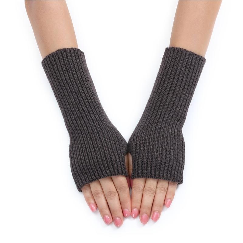 Keep Hand Warm Half Finger Gloves Women Skiing Fingerless Mitten Solid Color