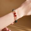 S925 Sterling Silver Yellow Tower Crystal & Red Agate Women's Bracelet – Exquisite High-End Design