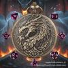 Extra-Large Retro Dragon Fire Pocket Watch Case with DND RPG Dice for Board Games