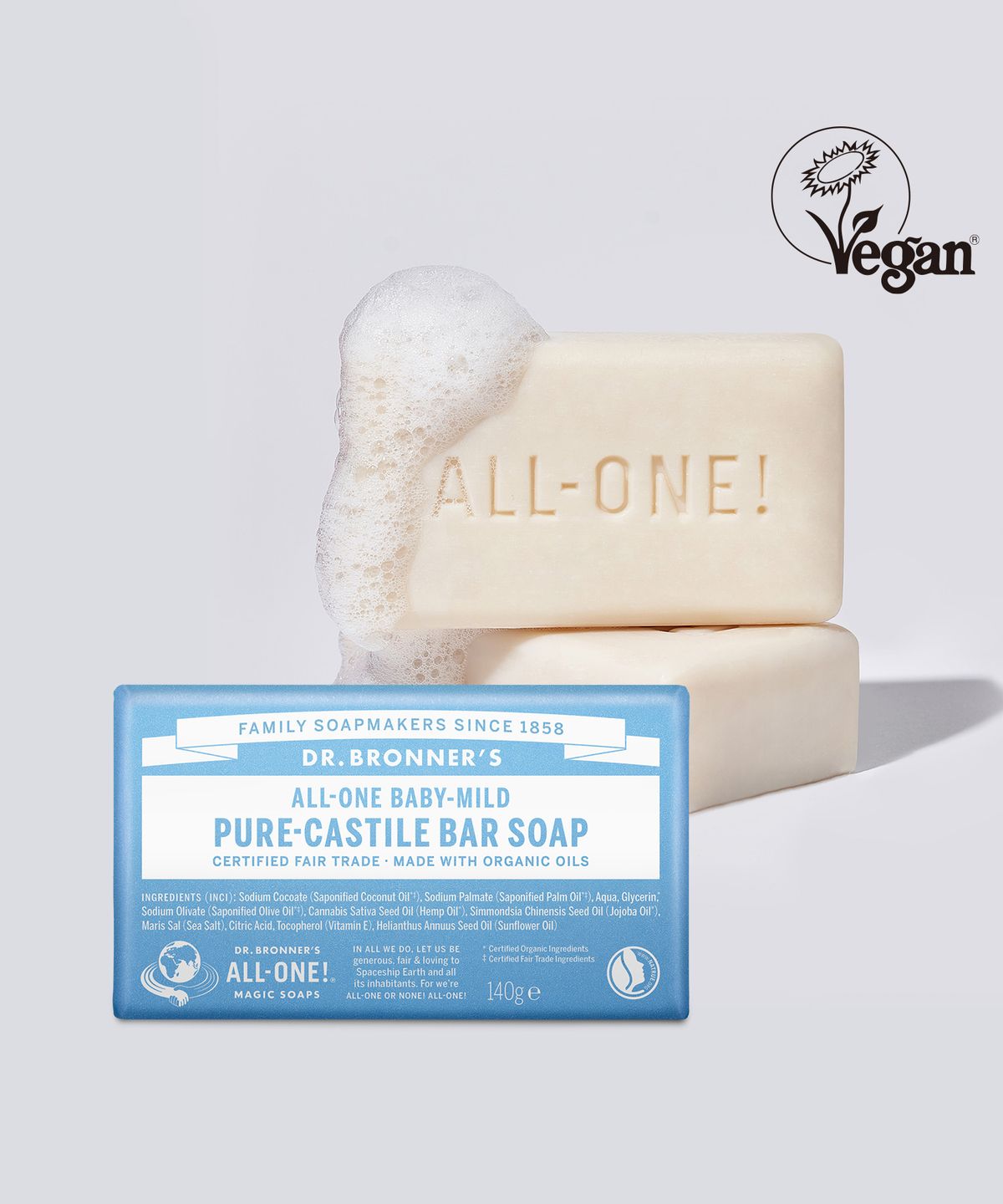[2PACK] Baby Mild Pure Castile Bar Soap 140g Baby + Lavender