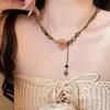 Butterfly necklace niche antique high-end long woven sweater chain Maillard collarbone chain