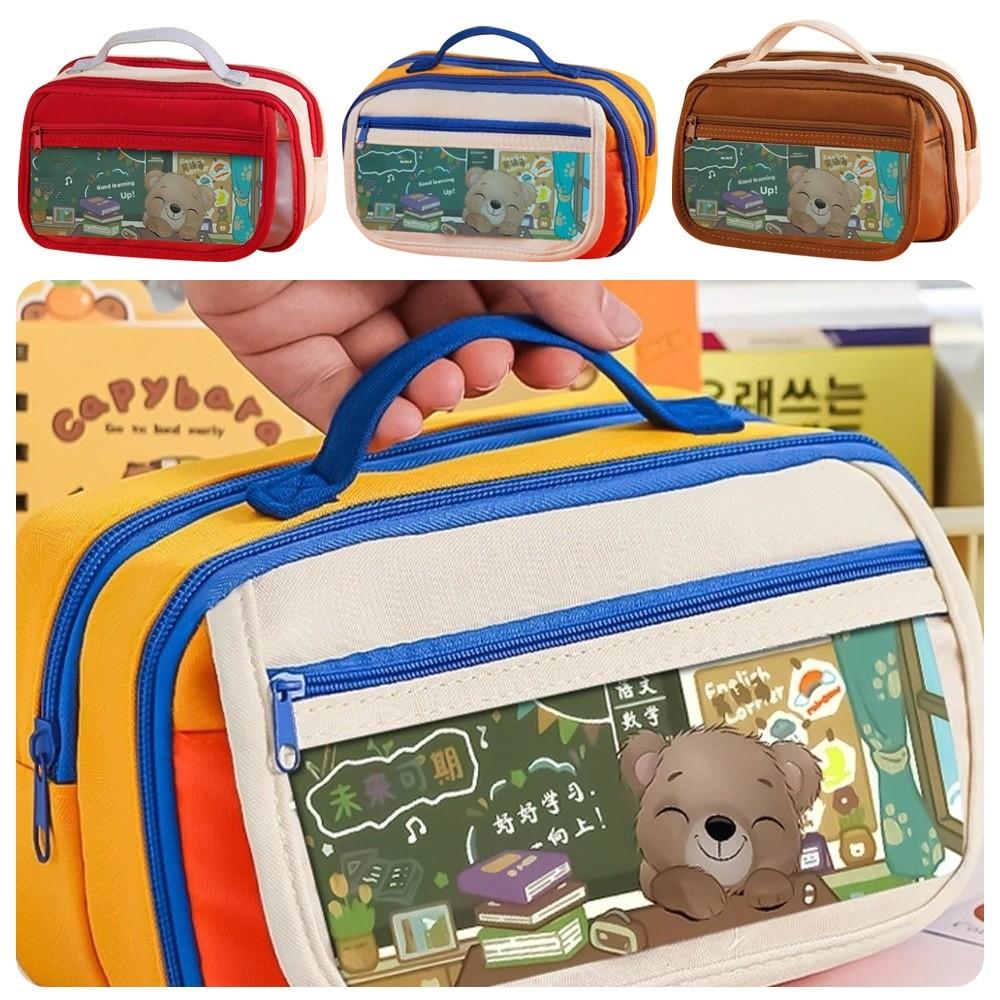Flip Cover Pen Bag Multilayer Stationery Organizer New Pencil Case Gifts
