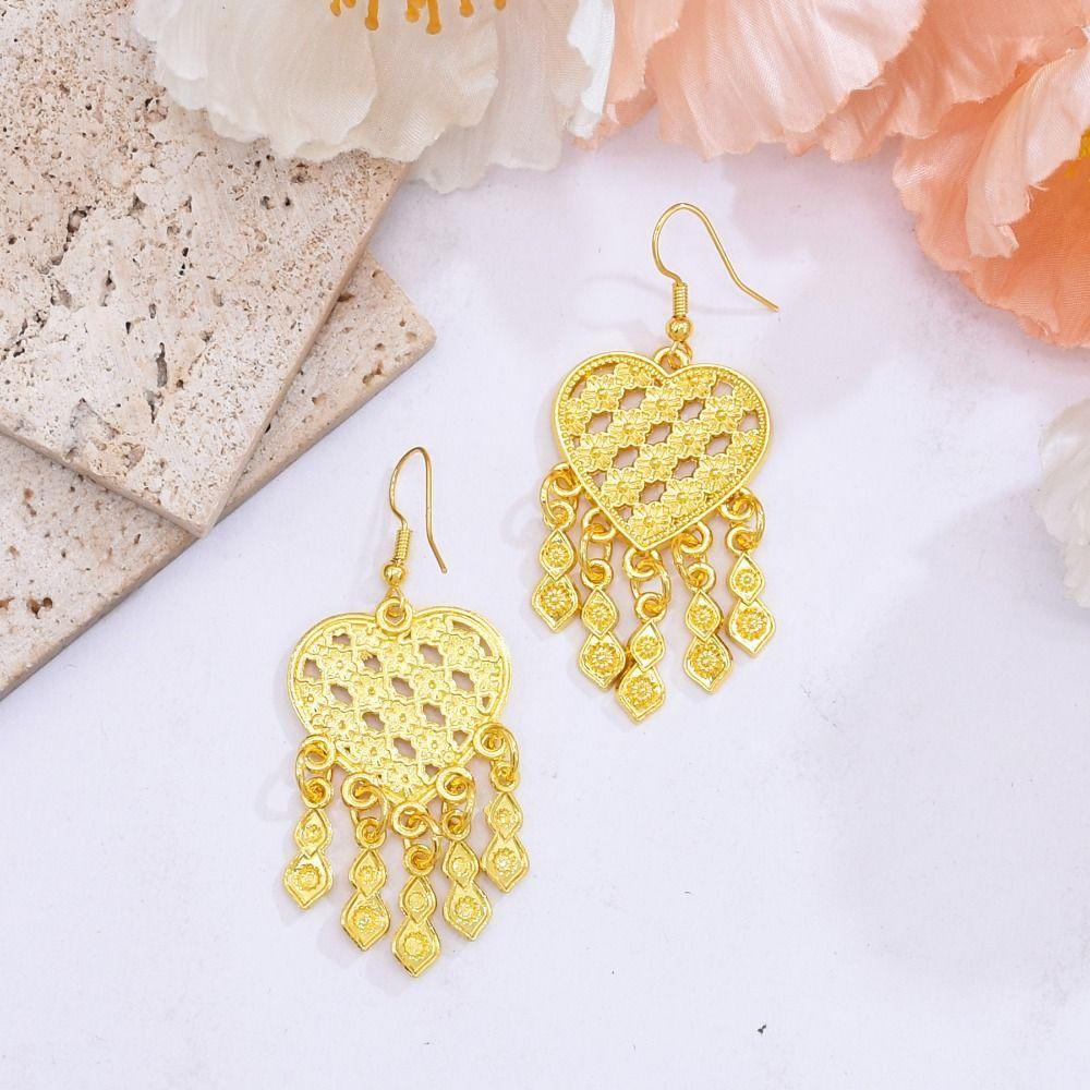 Vintage Alloy Necklace Earrings Set Ethnic Bohemian Style Gold Plated Jewelry Set Square Thai Women Jewelry Suit Party