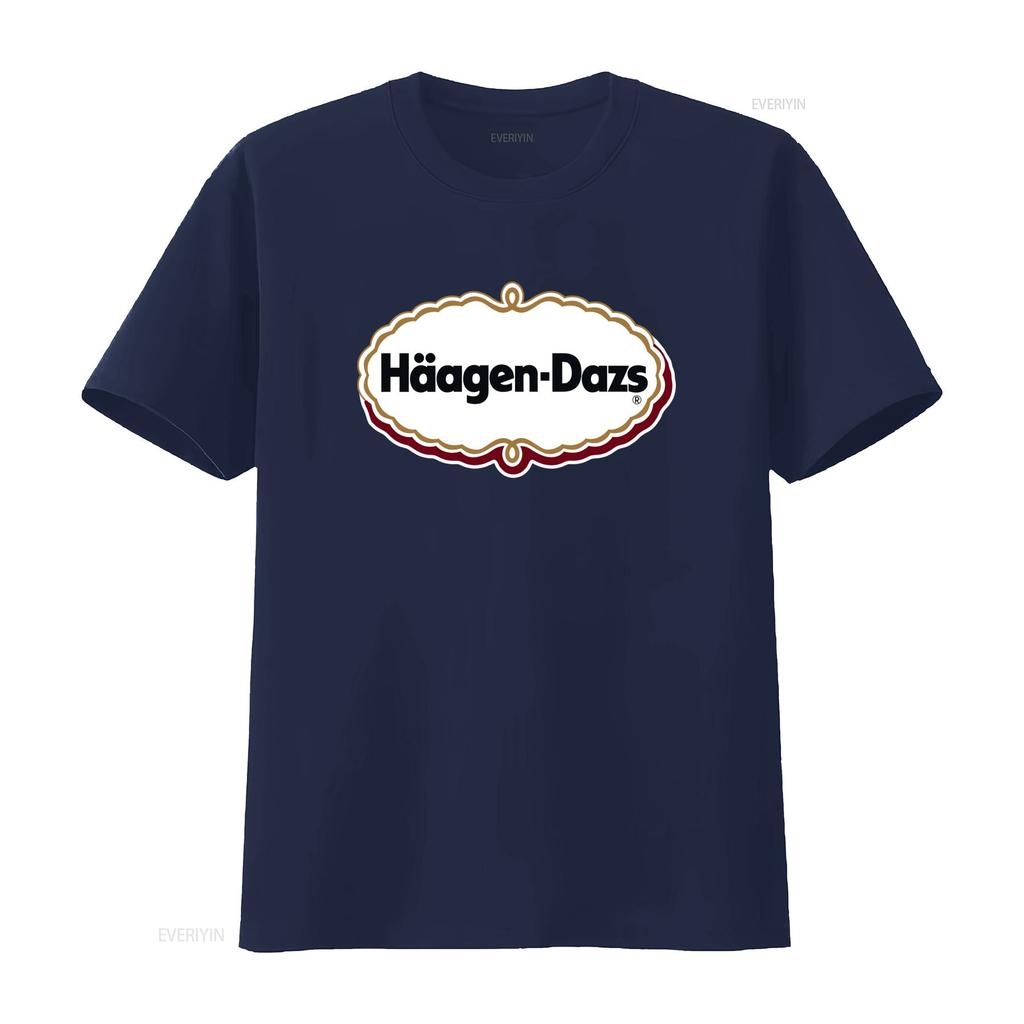 Häagen Dazs Ice Cream Logo Print T Shirt Stylish and Unique Design for Lovers Vintage Washed Homme Graphic Designer Clothes