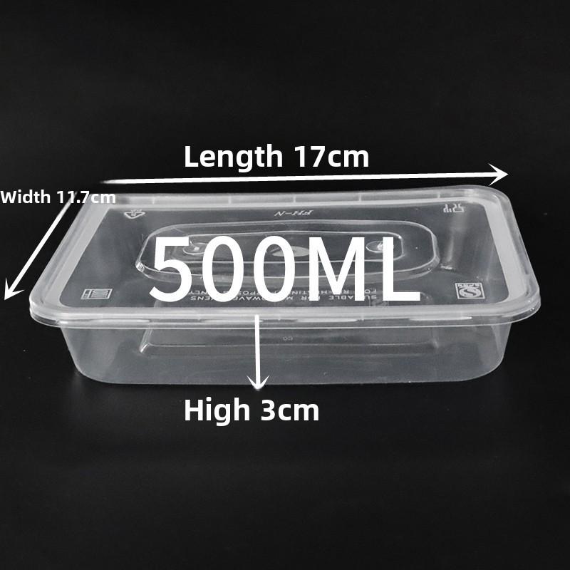 

Disposable Rectangle Food Container Transparent Black Thickened Takeout Plastic Lunch Box with Lid 50pcs