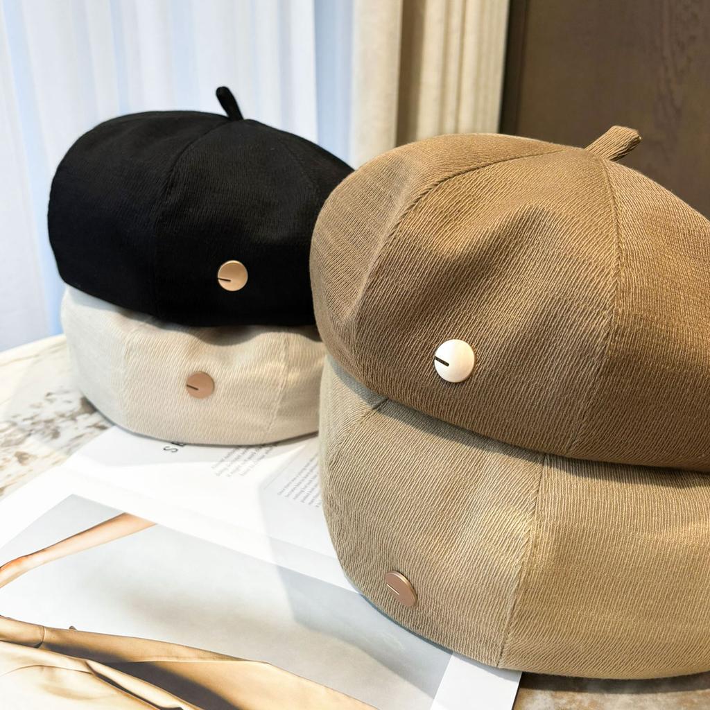Face Small Octagonal Hat Children'S Season Uv Protection Advanced Sense Beret Retro Versatile Pumpkin Hat