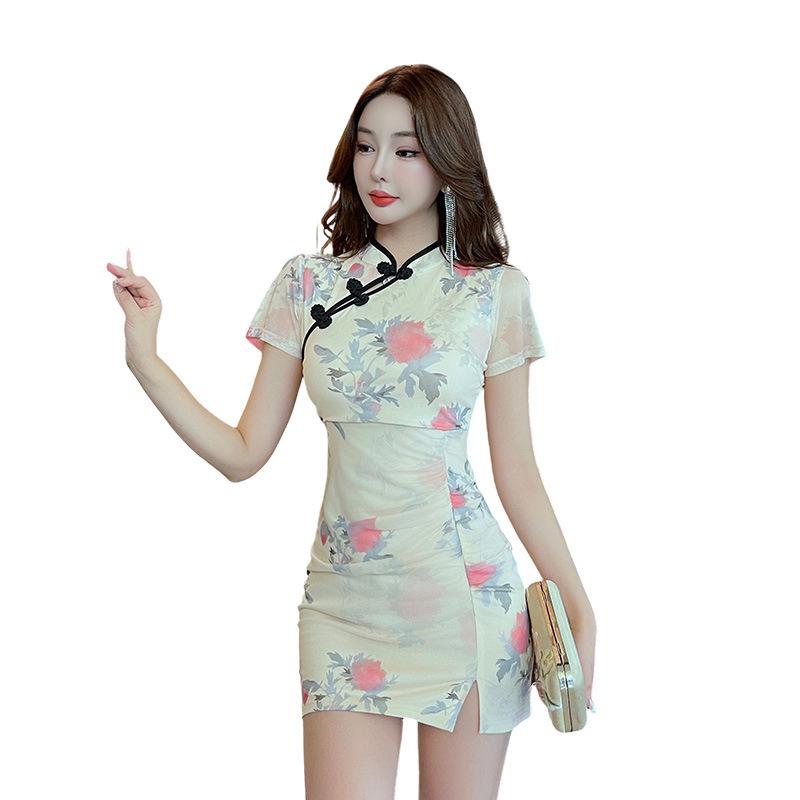 Summer Chinese Qipao Dress for Beauty & Massage Salon