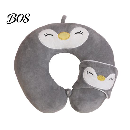 Neck Support Travel Pillow 1 Set U-Shaped with Eye Mask, Pillow, Cute Animal U-shaped Design, for Road Trip Flight Pain Relief Soft