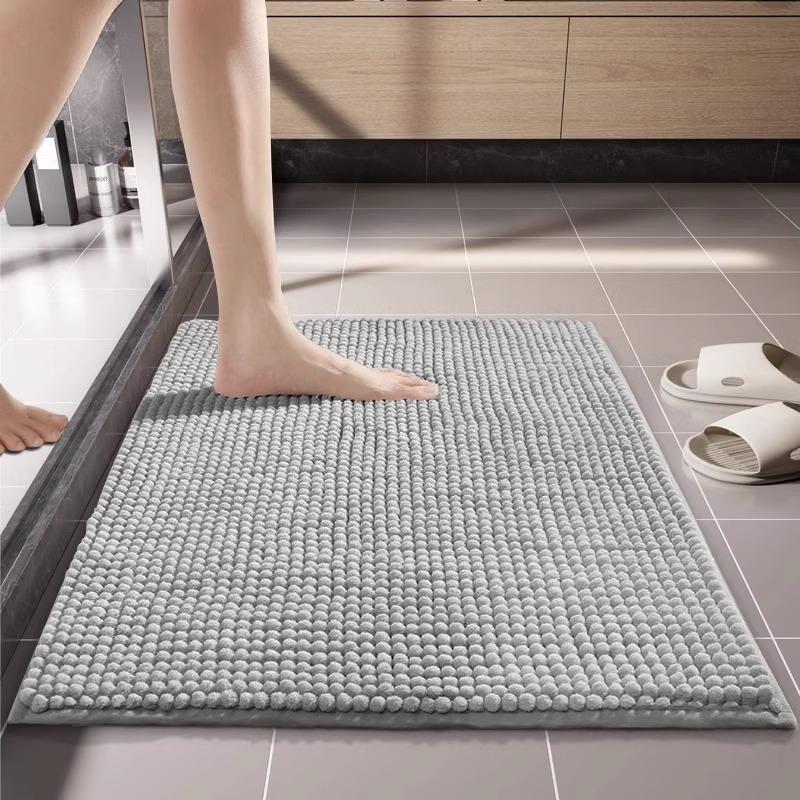 Chenille Bathroom Rug Super Absorbent Non-Slip Bath Mat Soft Fluffy Shaggy Floor Mat for Bathroom Shower Machine Washable