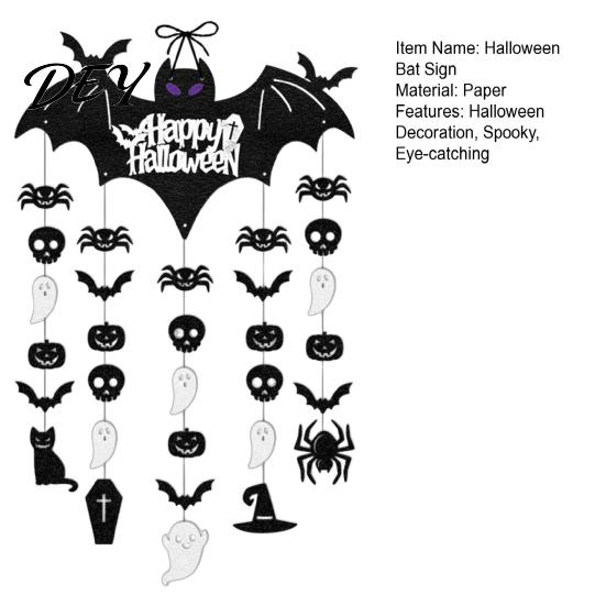 Decorative Props for Festival Happy Halloween Bat Hanging Door Sign, Spooky Skull Spider Paper Wall Ornaments Ornament, Large Hanger Party Supplies