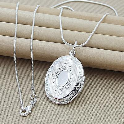 Christmas Gift 925 Sterling Silver Photo Frame Pendant Necklace Female Charm Jewelry Necklace Top Quality