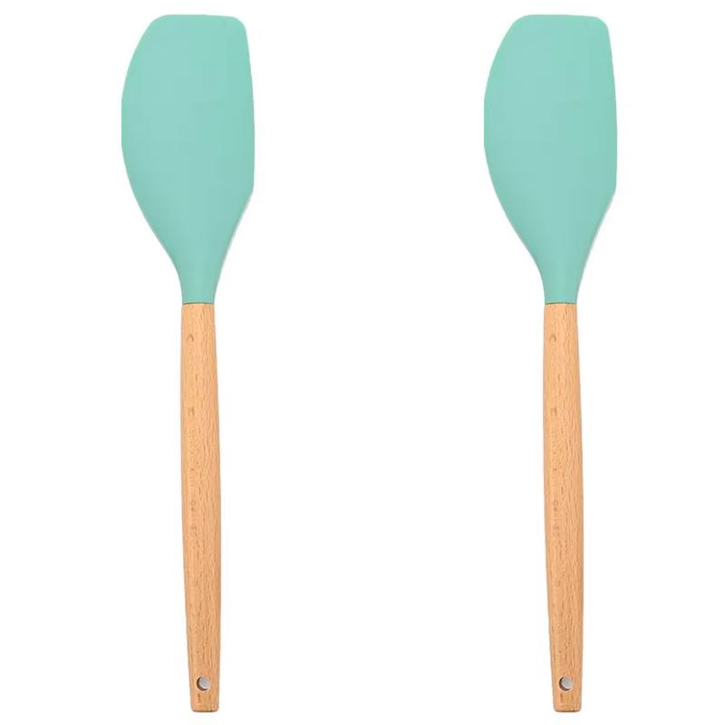 2 ks Dřevěná rukojeť Cukrářská špachtle Míchání krému Škrabka na těsto Míchač másla Silikonová pekařská špachtle Žáruvzdorné kuchyňské náčiní