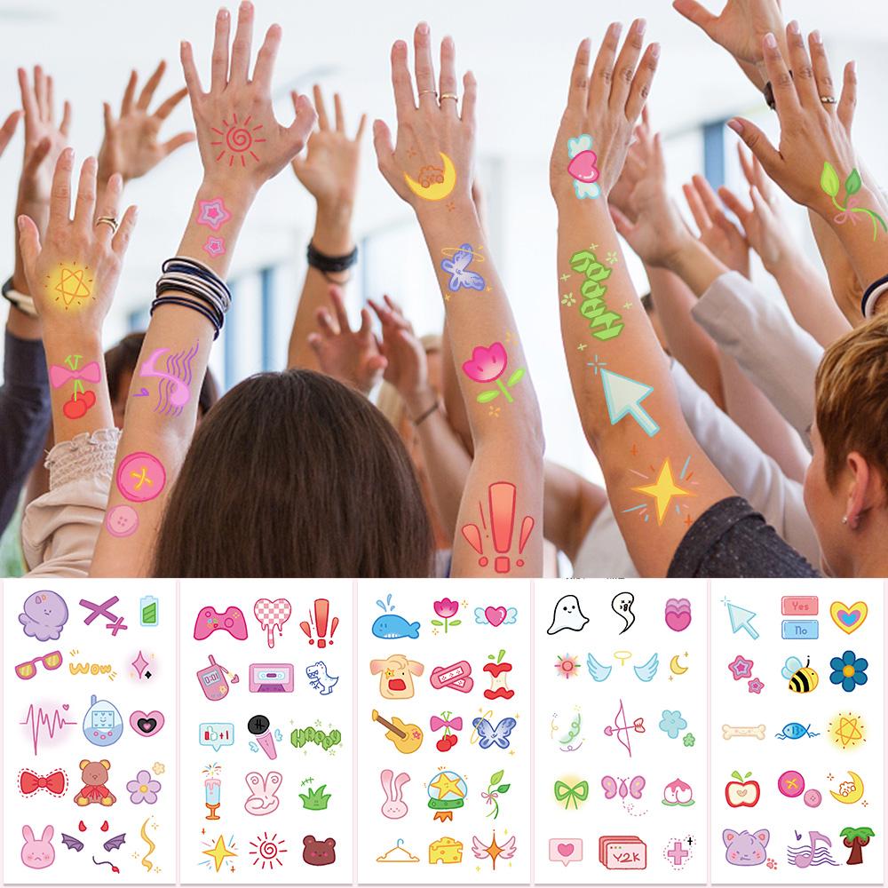 10sheets Y2K Small Elements Tattoo Stickers For Arm Body Hand Temporary Waterproof Tattoo Stickers Kids Festival Party Supplies