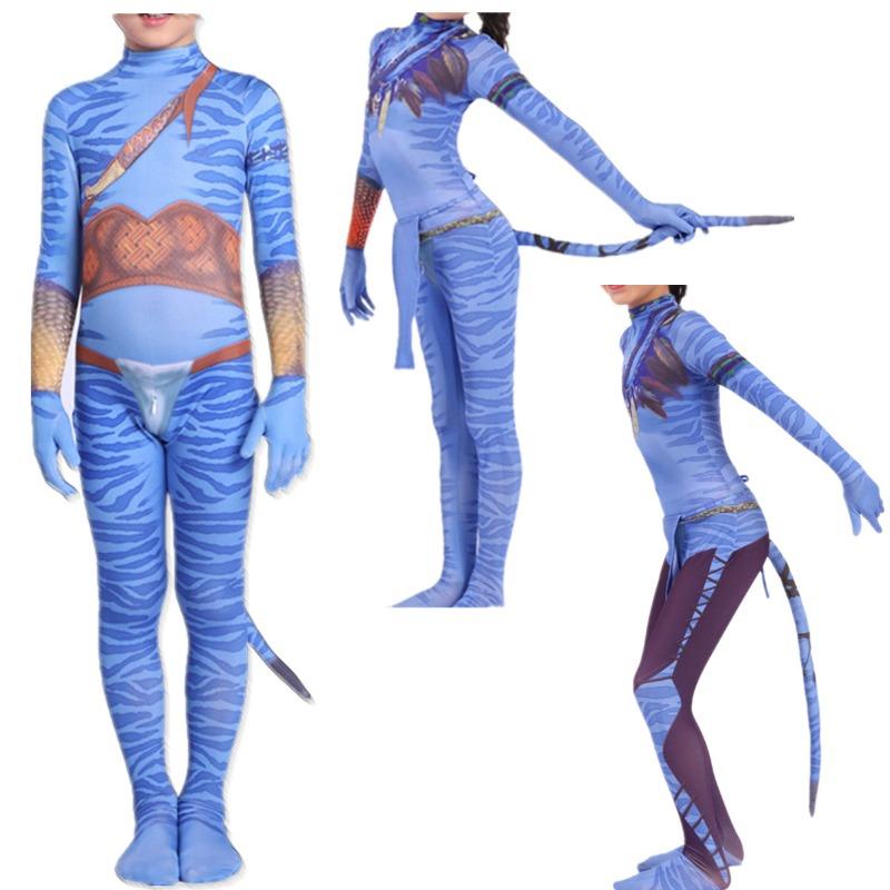 Movie stage suit print avatar with tail armor superhero suit, tights