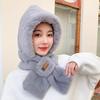 Plush Hooded Scarf For Women With Windproof Neck Cover And Soft Polyester Material