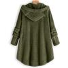 Women Button Coat SolidTops Hooded Pullover Loose Sweater Blouse Plus Size