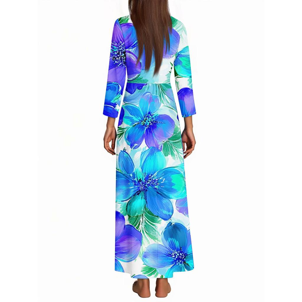 Women's Three-quarter Sleeves Fashionable Floral Print Loose Casual Comfortable Dress