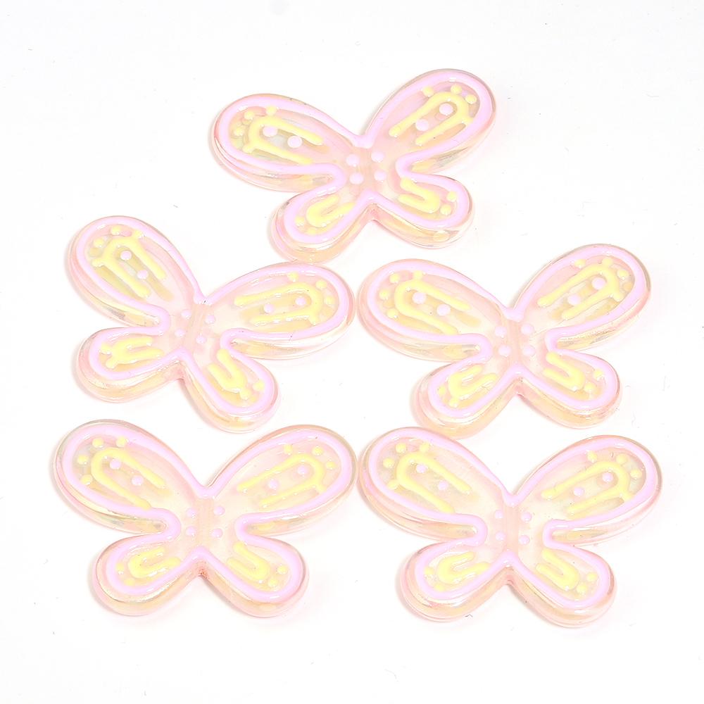 5pcs 46x32mm Butterfly Acrylic Beads Colorful Oil Dripping Loose Beads For Jewelry Making DIY Necklace Earrings Phone Key Chain